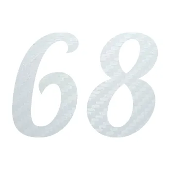 Polep vozidla SAMOLEPKA Startovní číslo 68 typ 3 (51 - 3D karbon bílý) NA AUTO, NÁLEPKA, FÓLIE, POLEP, TUNING, VLASTNÍ TEXT, TISK, AUTOSAMOLEPKY.cz, POLEPY, OBRÁZEK, LOGO, SAMOLEPKY