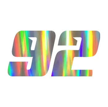 Polep vozidla Startovní číslo 92 typ 6 (93 - Holografická) SAMOLEPKA NA AUTO, NÁLEPKA, FÓLIE, POLEP, TUNING, VLASTNÍ TEXT, TISK, AUTOSAMOLEPKY.cz, POLEPY, OBRÁZEK, LOGO, 3D STICKERS