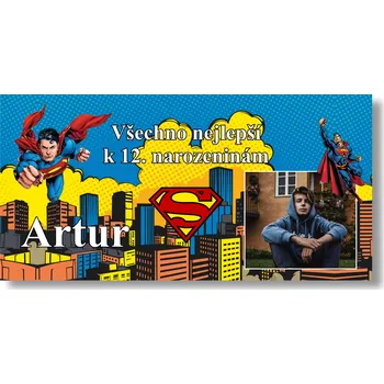 Party dekorace Personal Narozeninový banner s fotkou - Superman Rozměr banner: 130 x 65 cm
