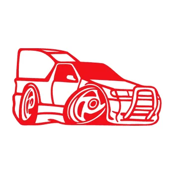 Polep vozidla SAMOLEPKA Škoda Felicia pickup karikatura pravá (10 - červená) NA AUTO, NÁLEPKA, FÓLIE, POLEP, TUNING, VLASTNÍ TEXT, TISK, AUTOSAMOLEPKY.cz, POLEPY, OBRÁZEK, LOGO, SAMOLEPKY