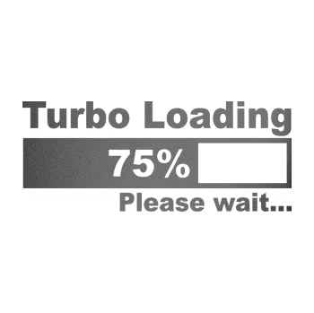 Samolepicí dekorace na vozidlo Turbo loading (41 - grafitová metalíza) SAMOLEPKA NA AUTO, NÁLEPKA, FÓLIE, POLEP, TUNING, VLASTNÍ TEXT, TISK, AUTOSAMOLEPKY.cz, POLEPY, OBRÁZEK, LOGO, 3D STICKERS