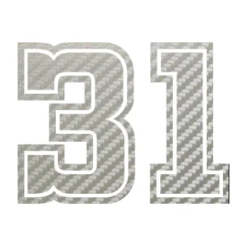 Polep vozidla Startovní číslo 31 typ 5 (52 - 3D karbon stříbrný) SAMOLEPKA NA AUTO, NÁLEPKA, FÓLIE, POLEP, TUNING, VLASTNÍ TEXT, TISK, AUTOSAMOLEPKY.cz, POLEPY, OBRÁZEK, LOGO, 3D STICKERS