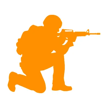 Samolepící dekorace SAMOLEPKA Voják 007 pravá (06 - oranžová) NA AUTO, NÁLEPKA, FÓLIE, POLEP, TUNING, VLASTNÍ TEXT, TISK, AUTOSAMOLEPKY.cz, POLEPY, OBRÁZEK, LOGO, SAMOLEPKY