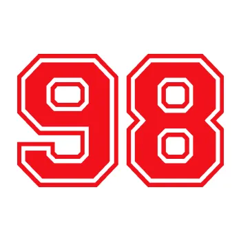 Polep vozidla Startovní číslo 98 typ 4 (10 - červená) SAMOLEPKA NA AUTO, NÁLEPKA, FÓLIE, POLEP, TUNING, VLASTNÍ TEXT, TISK, AUTOSAMOLEPKY.cz, POLEPY, OBRÁZEK, LOGO, 3D STICKERS