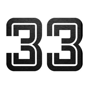 Polep vozidla Startovní číslo 33 typ 7 (63 - škrábaný kov černý) SAMOLEPKA NA AUTO, NÁLEPKA, FÓLIE, POLEP, TUNING, VLASTNÍ TEXT, TISK, AUTOSAMOLEPKY.cz, POLEPY, OBRÁZEK, LOGO, 3D STICKERS