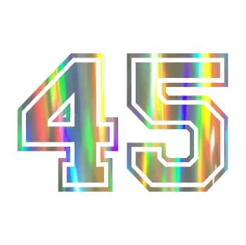 Polep vozidla Startovní číslo 45 typ 4 (93 - Holografická) SAMOLEPKA NA AUTO, NÁLEPKA, FÓLIE, POLEP, TUNING, VLASTNÍ TEXT, TISK, AUTOSAMOLEPKY.cz, POLEPY, OBRÁZEK, LOGO, 3D STICKERS