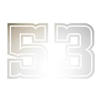 Polep vozidla SAMOLEPKA Startovní číslo 53 typ 5 (82 - odrazková reflexní bílá) NA AUTO, NÁLEPKA, FÓLIE, POLEP, TUNING, VLASTNÍ TEXT, TISK, AUTOSAMOLEPKY.cz, POLEPY, OBRÁZEK, LOGO, SAMOLEPKY