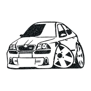 Polep vozidla SAMOLEPKA Škoda Octavia RS karikatura levá (85 - Ultra Metalic černá) NA AUTO, NÁLEPKA, FÓLIE, POLEP, TUNING, VLASTNÍ TEXT, TISK, AUTOSAMOLEPKY.cz, POLEPY, OBRÁZEK, LOGO, SAMOLEPKY