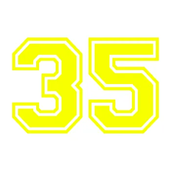 Polep vozidla SAMOLEPKA Startovní číslo 35 typ 4 (70 - Fluorescentní žlutá) NA AUTO, NÁLEPKA, FÓLIE, POLEP, TUNING, VLASTNÍ TEXT, TISK, AUTOSAMOLEPKY.cz, POLEPY, OBRÁZEK, LOGO, SAMOLEPKY
