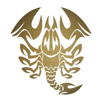 Samolepící dekorace Štír zvěrokruh 003 pravá (64 - škrábaný kov zlatý) SAMOLEPKA NA AUTO, NÁLEPKA, FÓLIE, POLEP, TUNING, VLASTNÍ TEXT, TISK, AUTOSAMOLEPKY.cz, POLEPY, OBRÁZEK, LOGO, 3D STICKERS