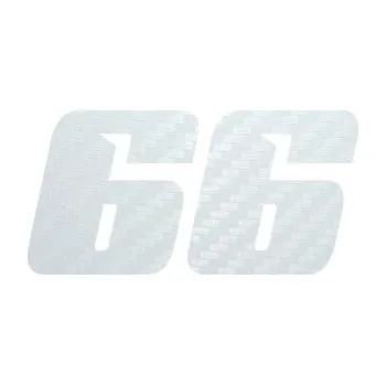 Polep vozidla SAMOLEPKA Startovní číslo 66 typ 6 (51 - 3D karbon bílý) NA AUTO, NÁLEPKA, FÓLIE, POLEP, TUNING, VLASTNÍ TEXT, TISK, AUTOSAMOLEPKY.cz, POLEPY, OBRÁZEK, LOGO, SAMOLEPKY