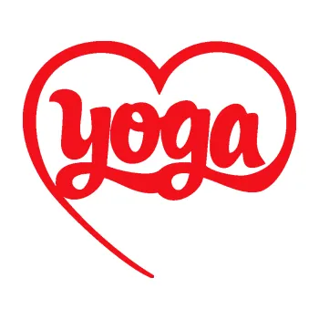 Polep vozidla SAMOLEPKA Yoga nápis v srdíčku (10 - červená) NA AUTO, NÁLEPKA, FÓLIE, POLEP, TUNING, VLASTNÍ TEXT, TISK, AUTOSAMOLEPKY.cz, POLEPY, OBRÁZEK, LOGO, SAMOLEPKY