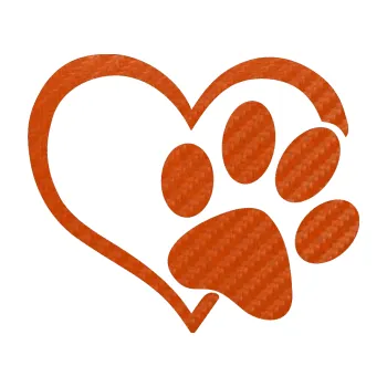 samolepka Tlapka love pravá (54 - 3D karbon oranžový) SAMOLEPKA NA AUTO, NÁLEPKA, FÓLIE, POLEP, TUNING, VLASTNÍ TEXT, TISK, AUTOSAMOLEPKY.cz, POLEPY, OBRÁZEK, LOGO, 3D STICKERS