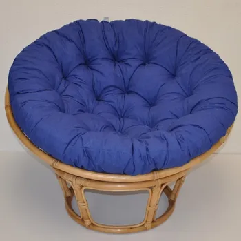 Papasan Ratanový papasan 115 cm medový - polstr tmavě modrý melír