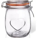 Dóza sklo/kov klip patent Bela srdce 0,75 l