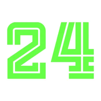 Polep vozidla Startovní číslo 24 typ 7 (71 - Fluorescentní zelená) SAMOLEPKA NA AUTO, NÁLEPKA, FÓLIE, POLEP, TUNING, VLASTNÍ TEXT, TISK, AUTOSAMOLEPKY.cz, POLEPY, OBRÁZEK, LOGO, 3D STICKERS
