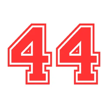 Polep vozidla Startovní číslo 44 typ 4 (02 - světle červená) SAMOLEPKA NA AUTO, NÁLEPKA, FÓLIE, POLEP, TUNING, VLASTNÍ TEXT, TISK, AUTOSAMOLEPKY.cz, POLEPY, OBRÁZEK, LOGO, 3D STICKERS