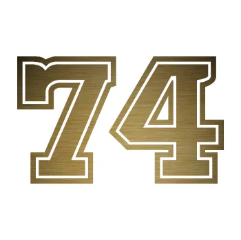 Polep vozidla Startovní číslo 74 typ 5 (64 - škrábaný kov zlatý) SAMOLEPKA NA AUTO, NÁLEPKA, FÓLIE, POLEP, TUNING, VLASTNÍ TEXT, TISK, AUTOSAMOLEPKY.cz, POLEPY, OBRÁZEK, LOGO, 3D STICKERS