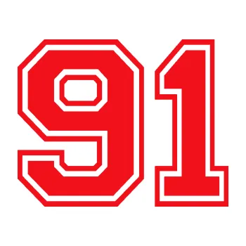 Polep vozidla SAMOLEPKA Startovní číslo 91 typ 4 (10 - červená) NA AUTO, NÁLEPKA, FÓLIE, POLEP, TUNING, VLASTNÍ TEXT, TISK, AUTOSAMOLEPKY.cz, POLEPY, OBRÁZEK, LOGO, SAMOLEPKY