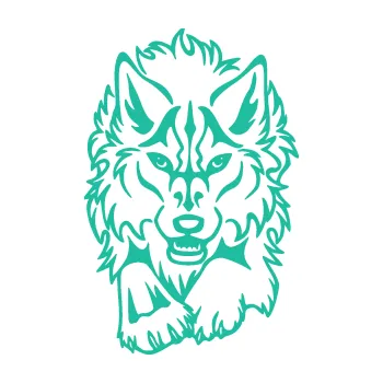 Polep vozidla Vlk 010 levá běžící (25 - tyrkysová) SAMOLEPKA NA AUTO, NÁLEPKA, FÓLIE, POLEP, TUNING, VLASTNÍ TEXT, TISK, AUTOSAMOLEPKY.cz, POLEPY, OBRÁZEK, LOGO, 3D STICKERS