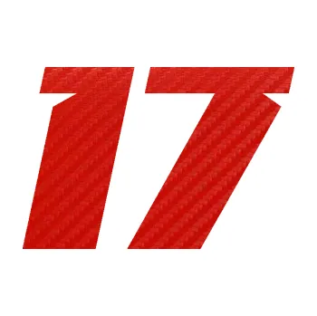 Polep vozidla Startovní číslo 17 typ 6 (53 - 3D karbon červený) SAMOLEPKA NA AUTO, NÁLEPKA, FÓLIE, POLEP, TUNING, VLASTNÍ TEXT, TISK, AUTOSAMOLEPKY.cz, POLEPY, OBRÁZEK, LOGO, 3D STICKERS