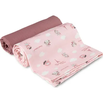 látková plena Canpol babies Mušelínová plena BONJOUR PARIS 2 ks 70x70 cm růžová