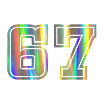 Polep vozidla Startovní číslo 67 typ 5 (93 - Holografická) SAMOLEPKA NA AUTO, NÁLEPKA, FÓLIE, POLEP, TUNING, VLASTNÍ TEXT, TISK, AUTOSAMOLEPKY.cz, POLEPY, OBRÁZEK, LOGO, 3D STICKERS