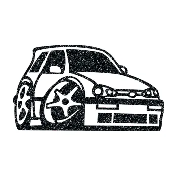 Polep vozidla SAMOLEPKA VW Golf 3 karikatura pravá (85 - Ultra Metalic černá) NA AUTO, NÁLEPKA, FÓLIE, POLEP, TUNING, VLASTNÍ TEXT, TISK, AUTOSAMOLEPKY.cz, POLEPY, OBRÁZEK, LOGO, SAMOLEPKY