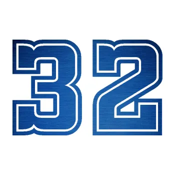 Polep vozidla Startovní číslo 32 typ 5 (65 - škrábaný kov modrý) SAMOLEPKA NA AUTO, NÁLEPKA, FÓLIE, POLEP, TUNING, VLASTNÍ TEXT, TISK, AUTOSAMOLEPKY.cz, POLEPY, OBRÁZEK, LOGO, 3D STICKERS