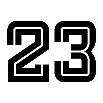 Polep vozidla Startovní číslo 23 typ 7 (01 - černá) SAMOLEPKA NA AUTO, NÁLEPKA, FÓLIE, POLEP, TUNING, VLASTNÍ TEXT, TISK, AUTOSAMOLEPKY.cz, POLEPY, OBRÁZEK, LOGO, 3D STICKERS