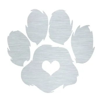 samolepka Tlapka 006 levá (61 - škrábaný hliník) SAMOLEPKA NA AUTO, NÁLEPKA, FÓLIE, POLEP, TUNING, VLASTNÍ TEXT, TISK, AUTOSAMOLEPKY.cz, POLEPY, OBRÁZEK, LOGO, 3D STICKERS