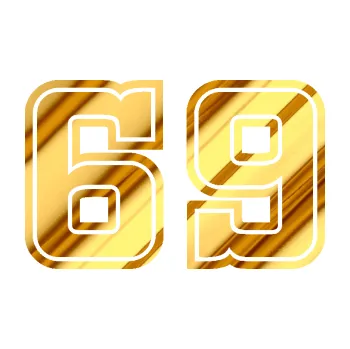 Polep vozidla Startovní číslo 69 typ 5 (81 - chrom fólie zlatá zrcadlová) SAMOLEPKA NA AUTO, NÁLEPKA, FÓLIE, POLEP, TUNING, VLASTNÍ TEXT, TISK, AUTOSAMOLEPKY.cz, POLEPY, OBRÁZEK, LOGO, 3D STICKERS