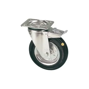 Pojezdové kolečko LAR 080/GRD Otočné kolo s černou antistatickou gumovou obručí a brzdou 0240178