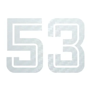 Polep vozidla SAMOLEPKA Startovní číslo 53 typ 7 (51 - 3D karbon bílý) NA AUTO, NÁLEPKA, FÓLIE, POLEP, TUNING, VLASTNÍ TEXT, TISK, AUTOSAMOLEPKY.cz, POLEPY, OBRÁZEK, LOGO, SAMOLEPKY