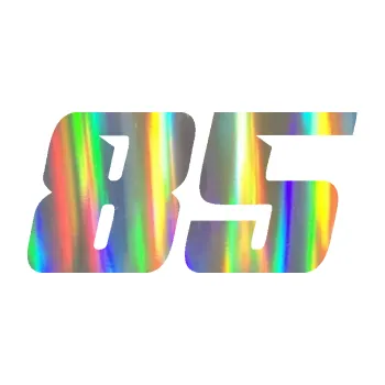 Polep vozidla Startovní číslo 85 typ 6 (93 - Holografická) SAMOLEPKA NA AUTO, NÁLEPKA, FÓLIE, POLEP, TUNING, VLASTNÍ TEXT, TISK, AUTOSAMOLEPKY.cz, POLEPY, OBRÁZEK, LOGO, 3D STICKERS