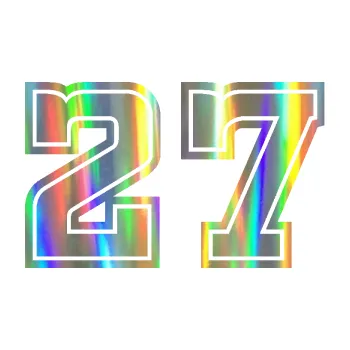 Polep vozidla Startovní číslo 27 typ 5 (93 - Holografická) SAMOLEPKA NA AUTO, NÁLEPKA, FÓLIE, POLEP, TUNING, VLASTNÍ TEXT, TISK, AUTOSAMOLEPKY.cz, POLEPY, OBRÁZEK, LOGO, 3D STICKERS