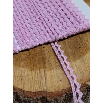 Krajka Bavlněná krajka paličkovaná šíře 9 mm růžová