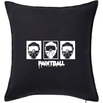 Polštář Paintball masky - Polštář 50x50 - 50x50 - Včetně výplně ( Černá )