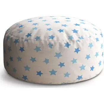 Sedací pytel Kulatý taburet Circle Modré hvězdy na bílé: 38x48 cm - Sablio