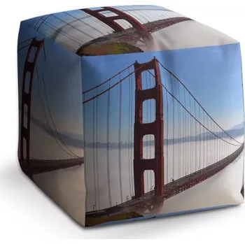 Taburet Taburet Kostka Golden Gate v mlze: 40x40x40 cm - Sablio