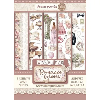 Lepicí páska Stamperia Samolepicí papírová washi páska sada A5 - svatba (8ks)