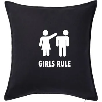 Polštář Girls rule - Polštář 50x50 - 50x50 - Pouze potah ( Černá )