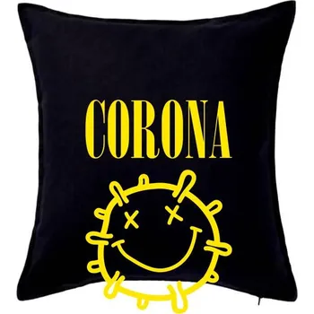 Polštář Corona žluté logo - Polštář 50x50 - 50x50 - Pouze potah ( Černá )