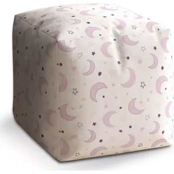 Taburet Taburet Kostka Fialové měsíčky: 40x40x40 cm - Sablio