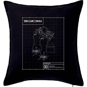 Polštář Nákres video game console s joystickem - Polštář 50x50 - 50x50 - Pouze potah ( Černá )