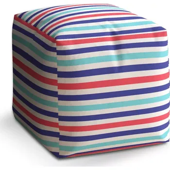Taburet Taburet Kostka Barevné veselé pruhy: 40x40x40 cm - Sablio