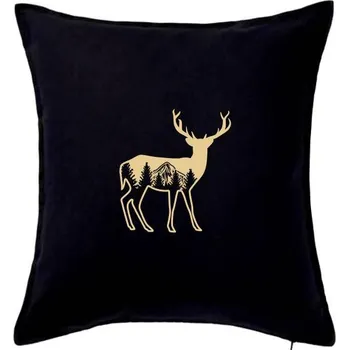 Polštář Jelen a pohoří - Polštář 50x50 - 50x50 - Včetně výplně ( Černá )