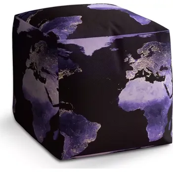 Taburet Taburet Kostka Světelná mapa světa: 40x40x40 cm - Sablio