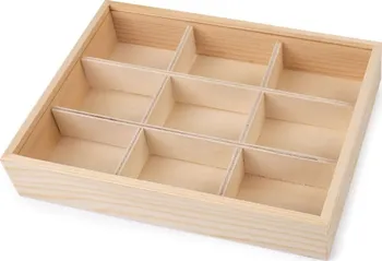 Organizér galanterie Stoklasa Dřevěný organizér s posuvným víkem 13,5 x 17 x 3,6 cm přírodní