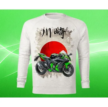 Pánská mikina mikina Kawasaki Ninja Zx10r I dámská XXL (mikina s motorkou světle šedý melír)